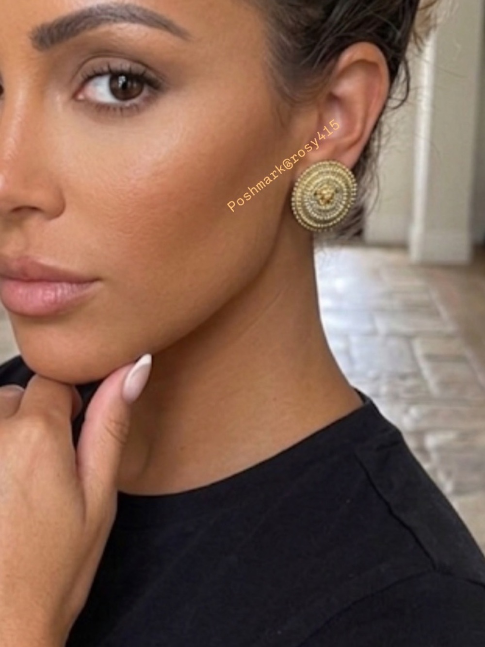 Versace Earrings gold Medusa button earrings silver and gold tone stud earrings - Picture 17 of 17